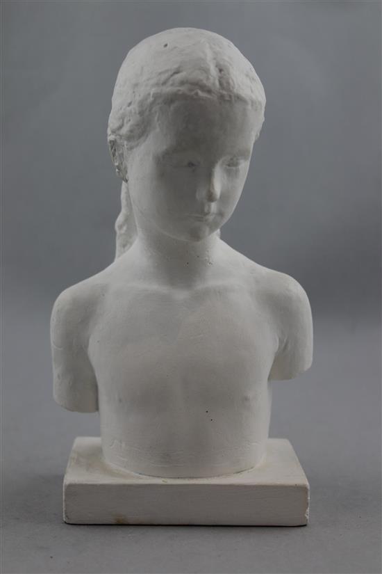 Gunnar Nilsson (Swedish, 1904-1995). A plaster bust of a young girl, 7.75in.